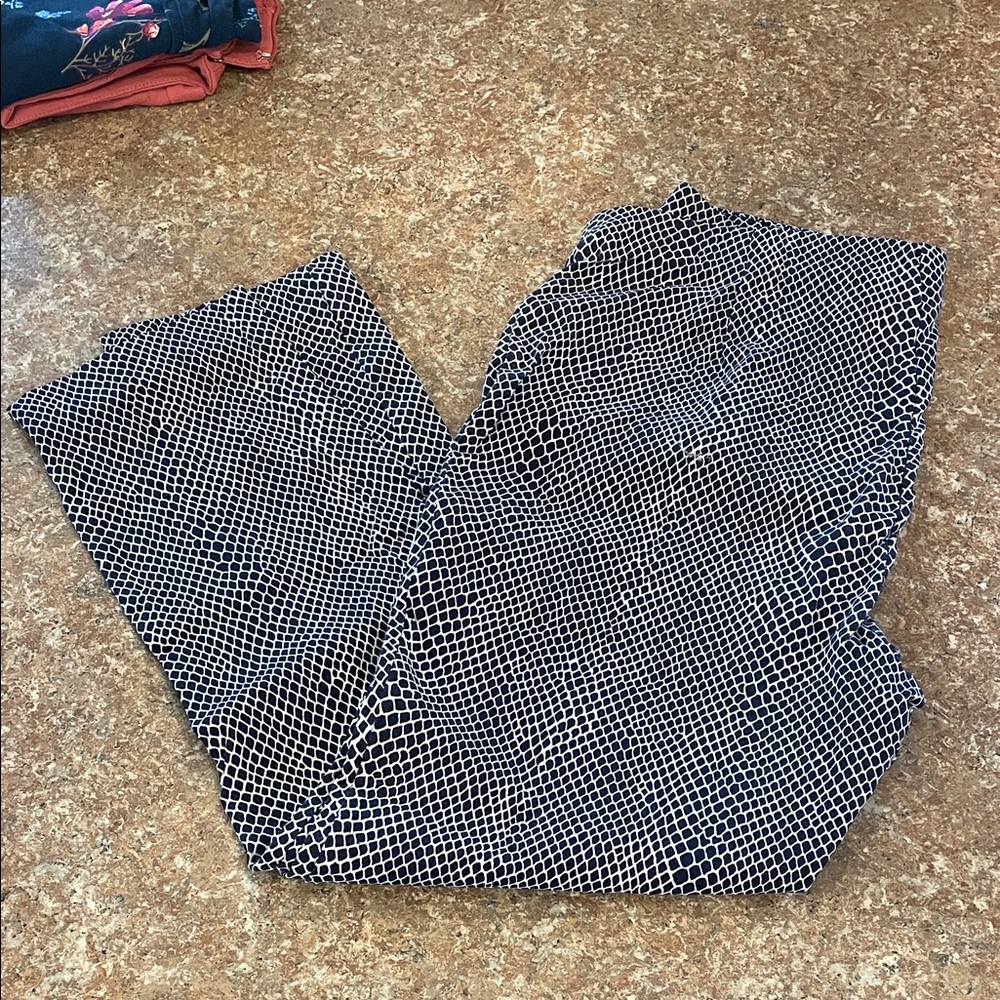 Navy and White Geometric Pants